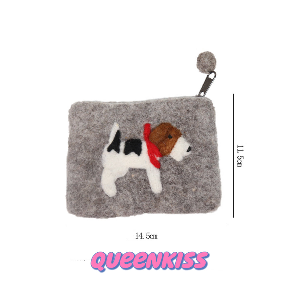 Cute Adorable Handmade Wool Felt Purse Bag Pouch High Quality Beagle Sloth Gift for her him -- Cute Babies!!