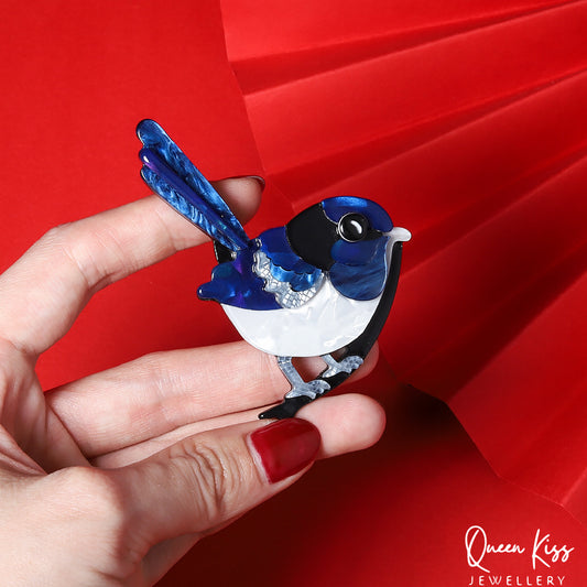 Cute Adorable Good Quality Acrylic Blue Bird Brooches Artist Gift for Her, Mother, Kid, Sister, Good Friends