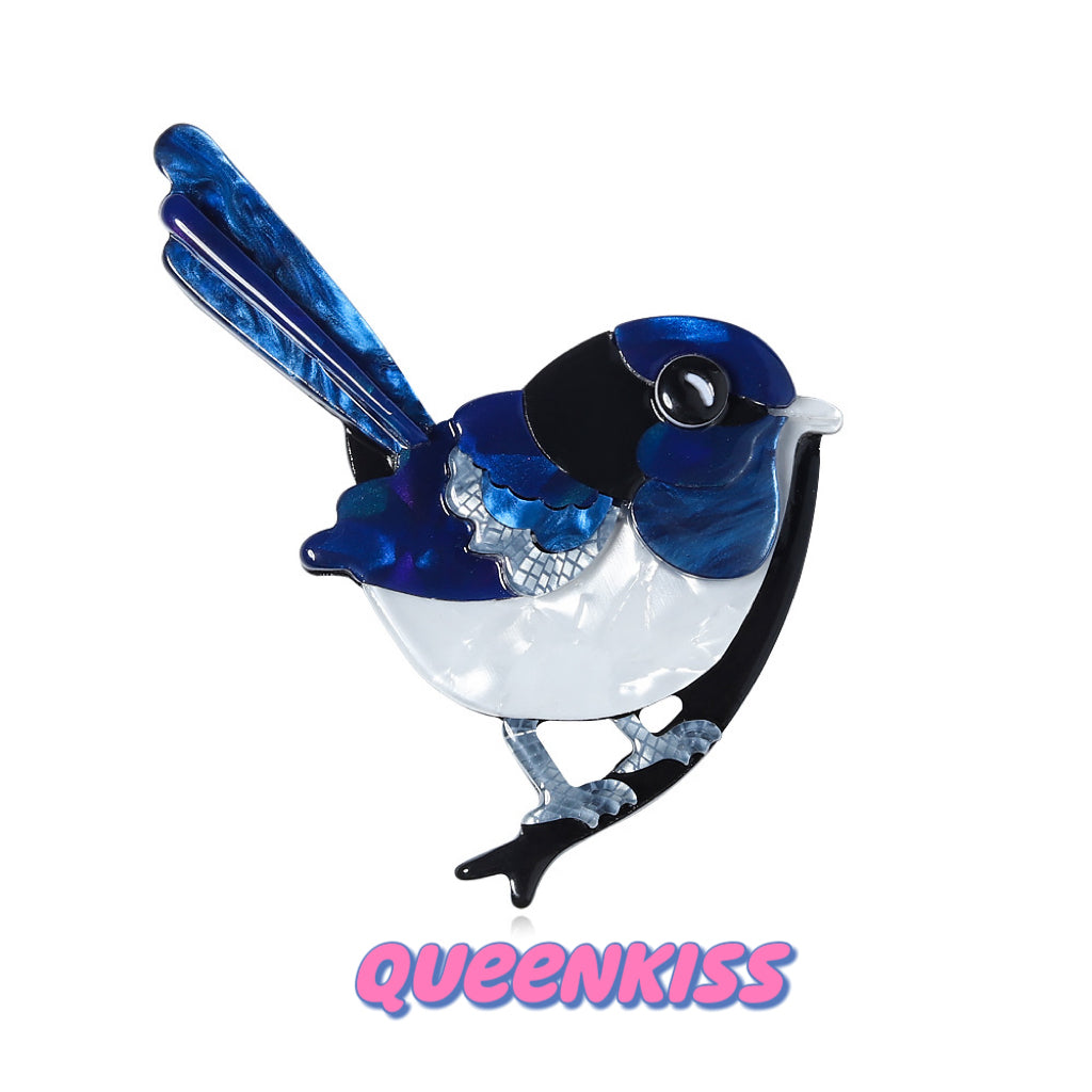 Cute Adorable Good Quality Acrylic Blue Bird Brooches Artist Gift for Her, Mother, Kid, Sister, Good Friends