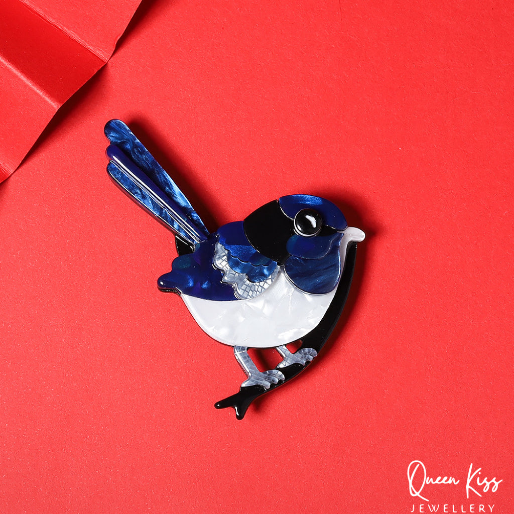 Cute Adorable Good Quality Acrylic Blue Bird Brooches Artist Gift for Her, Mother, Kid, Sister, Good Friends