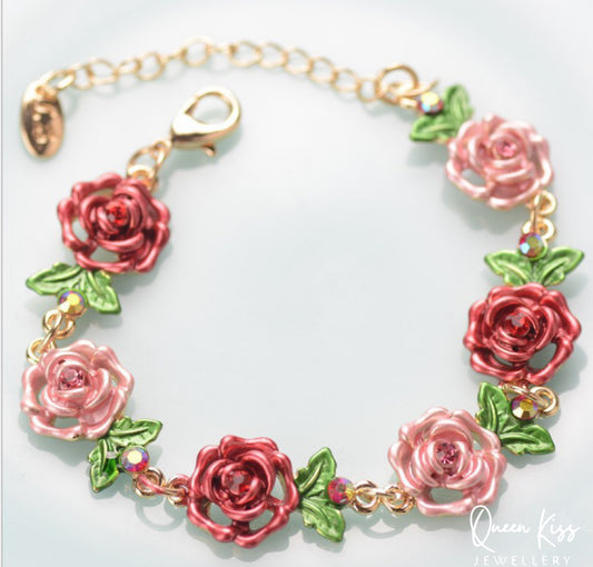 Monet Flowers Enamel Colourful Vintage Bracelet - Her Secret Garden