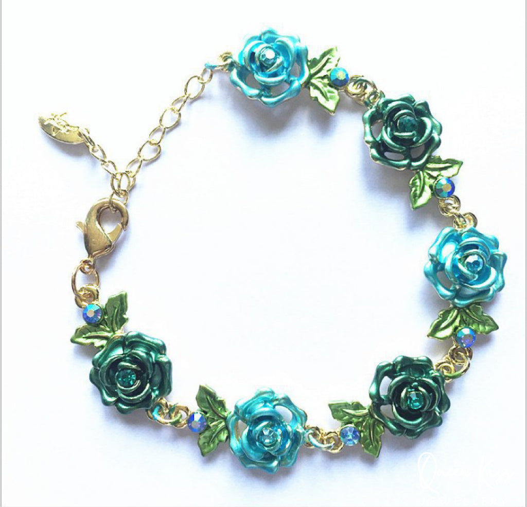 Monet Flowers Enamel Colourful Vintage Bracelet - Her Secret Garden