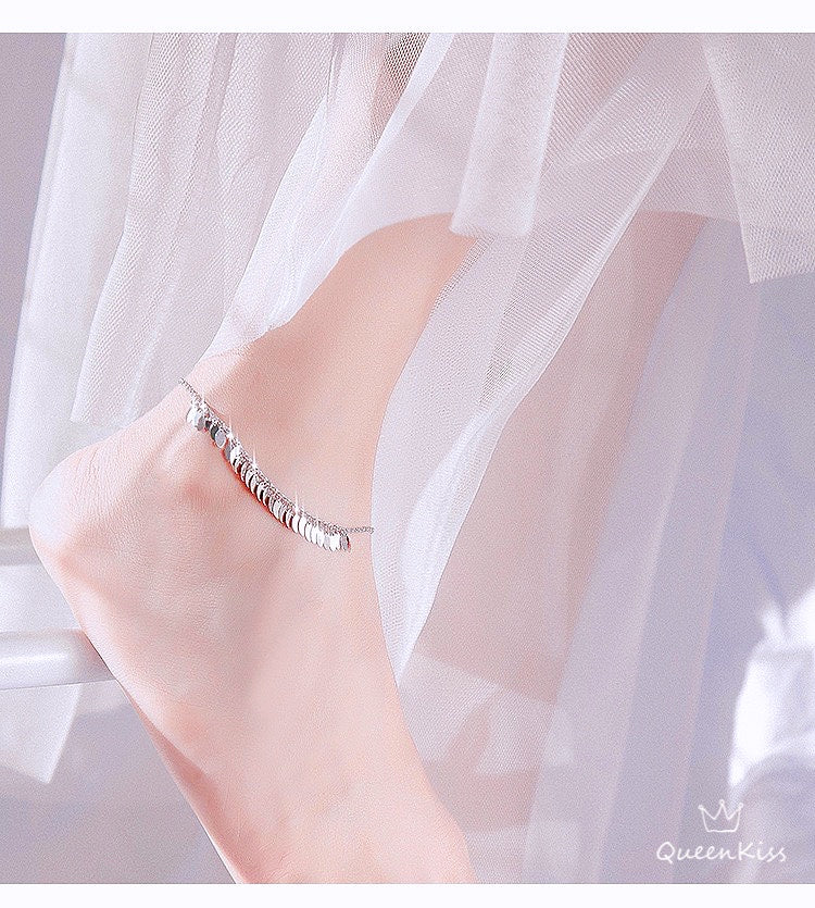 S925 Sterling Silver Leaves Sparkling Tassels Anklet Gift for Girlfriend Sister Mother Daughter Her--See You In My Dream