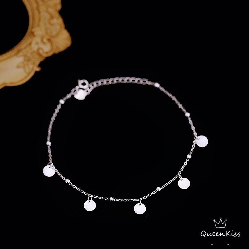 S925 Sterling Silver Beads and Sparkling Circle Anklet Gift for Girlfriend Sister Mother Daughter Her--Romantic Moments