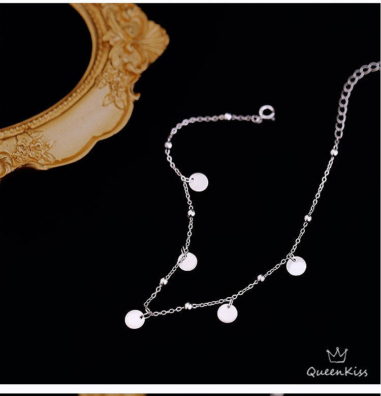 S925 Sterling Silver Beads and Sparkling Circle Anklet Gift for Girlfriend Sister Mother Daughter Her--Romantic Moments