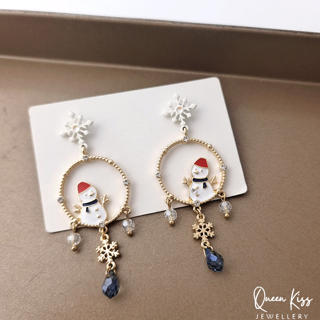 Super Cute Snowflakes and Snow Man Tessel Earrings -- Best Friends!!
