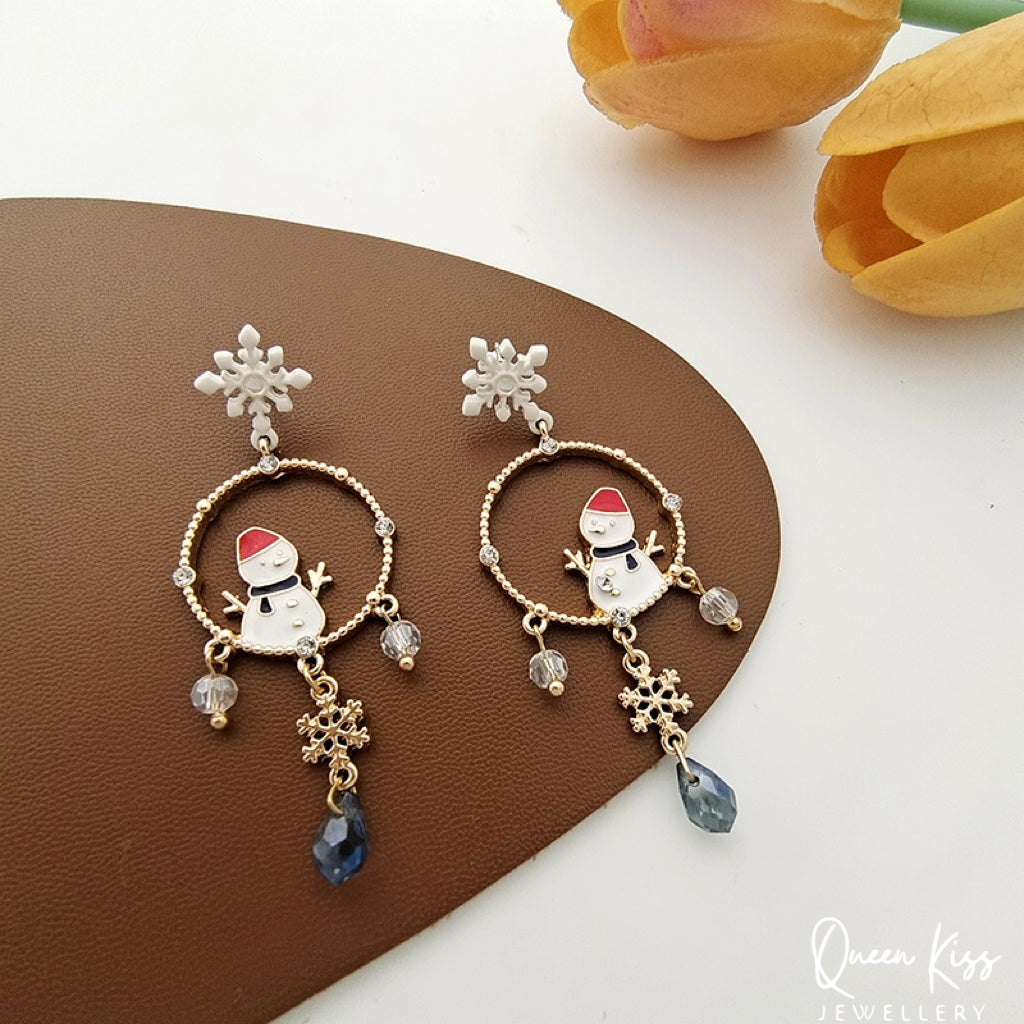 Super Cute Snowflakes and Snow Man Tessel Earrings -- Best Friends!!