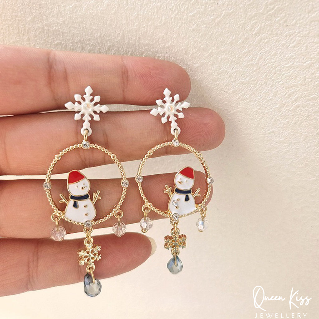 Super Cute Snowflakes and Snow Man Tessel Earrings -- Best Friends!!