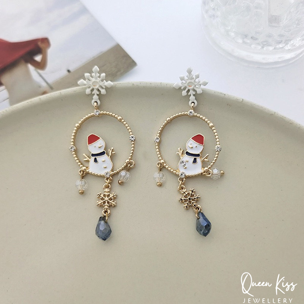 Super Cute Snowflakes and Snow Man Tessel Earrings -- Best Friends!!