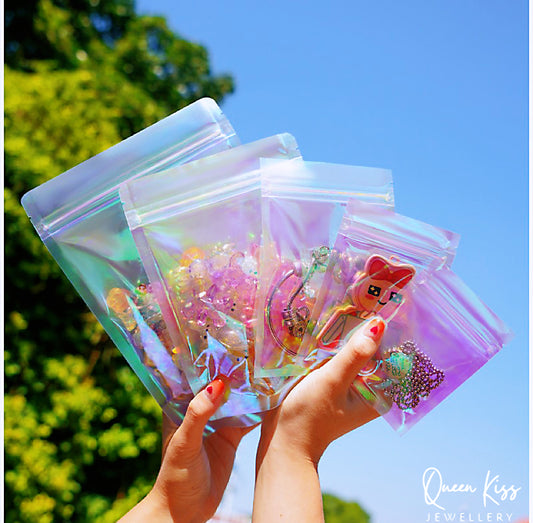Thick Clear Pink Laser Mylar Zipper Moisture-proof Jewellery Storage Bag Tour Mate Organiser Self Seal Bag Package 10PCs of Each Size