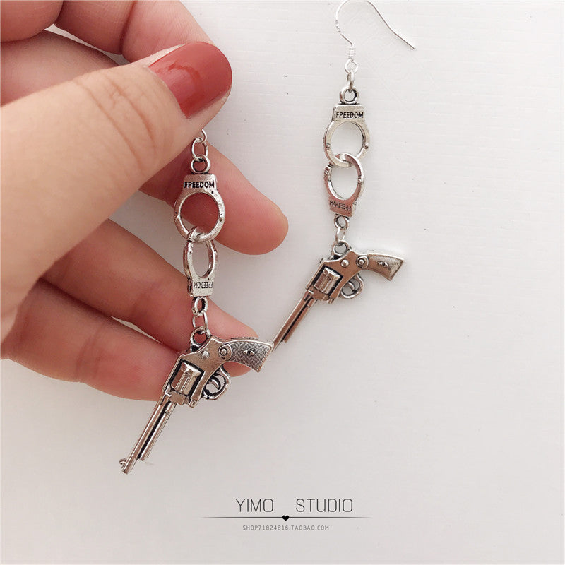Cool Sweet Love and Gun Silver Earrings -- Incredibly Bittersweet!!