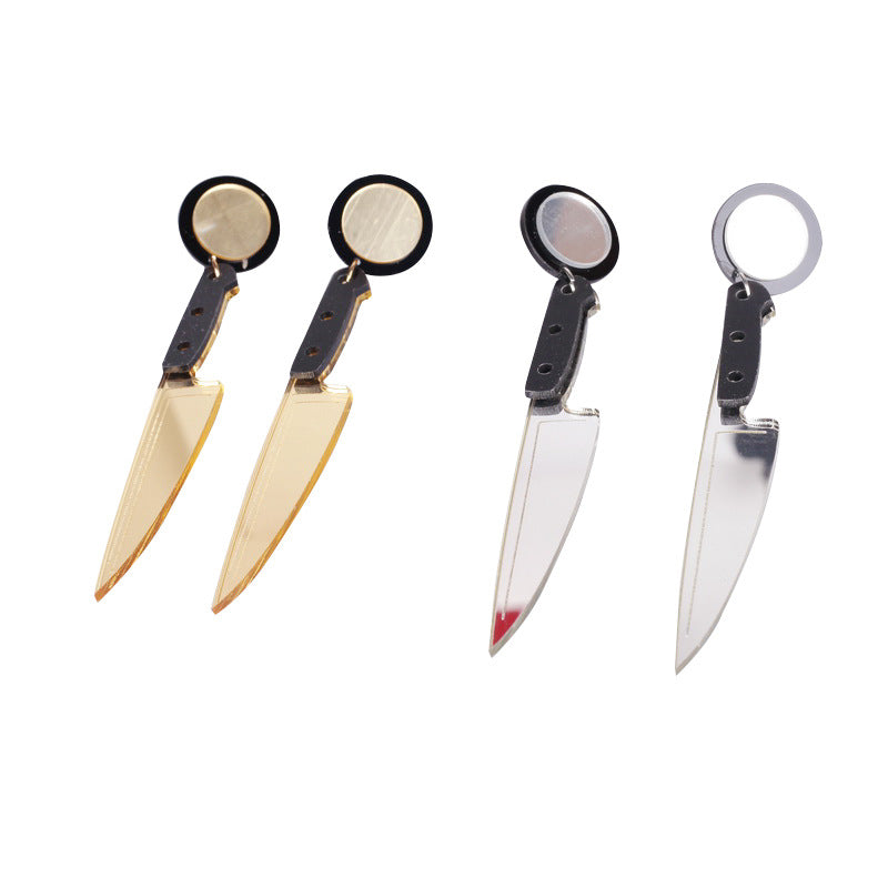 Cute Light Trendy Quirky Shining Knife Earrings Gold and Silver Earrings - Kill You With My Eyes!!