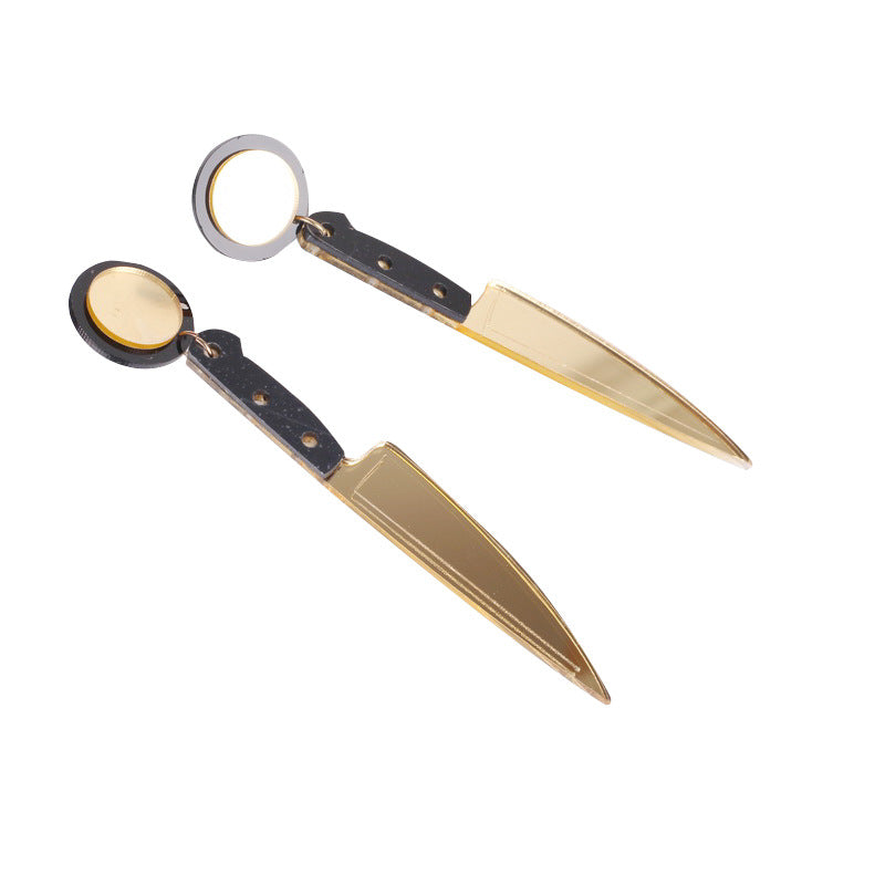 Cute Light Trendy Quirky Shining Knife Earrings Gold and Silver Earrings - Kill You With My Eyes!!