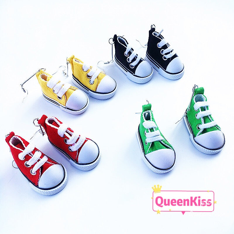 Super Sweet Cute Adorable Light Green Red Yellow Black Purple Sneakers Shoes Sports Earrings -- Cool Kids!!