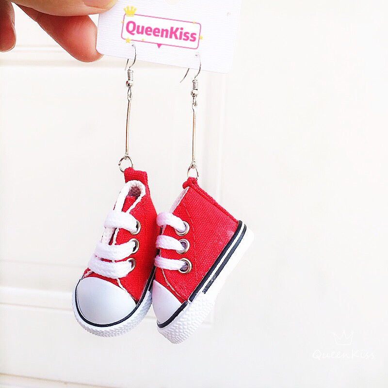 Super Sweet Cute Adorable Light Green Red Yellow Black Purple Sneakers Shoes Sports Earrings -- Cool Kids!!