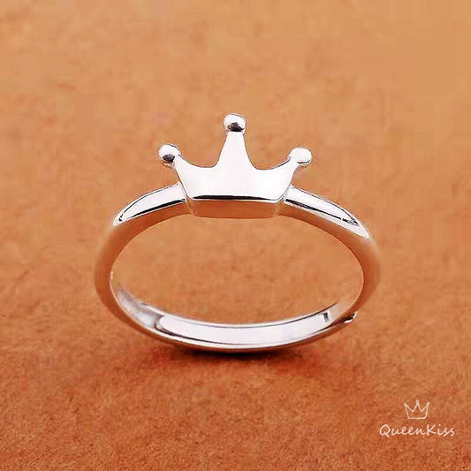 Vintage Queen Crown Adjustable 925 Sterling Silver Ring