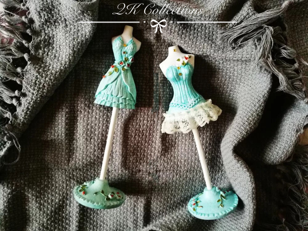 Princess Dress Jewellery Display Holder Mannequin Hanger Necklace Bracelet Ring Earrings Ornamental Stand Home Shop Party Decor-Princess Blu