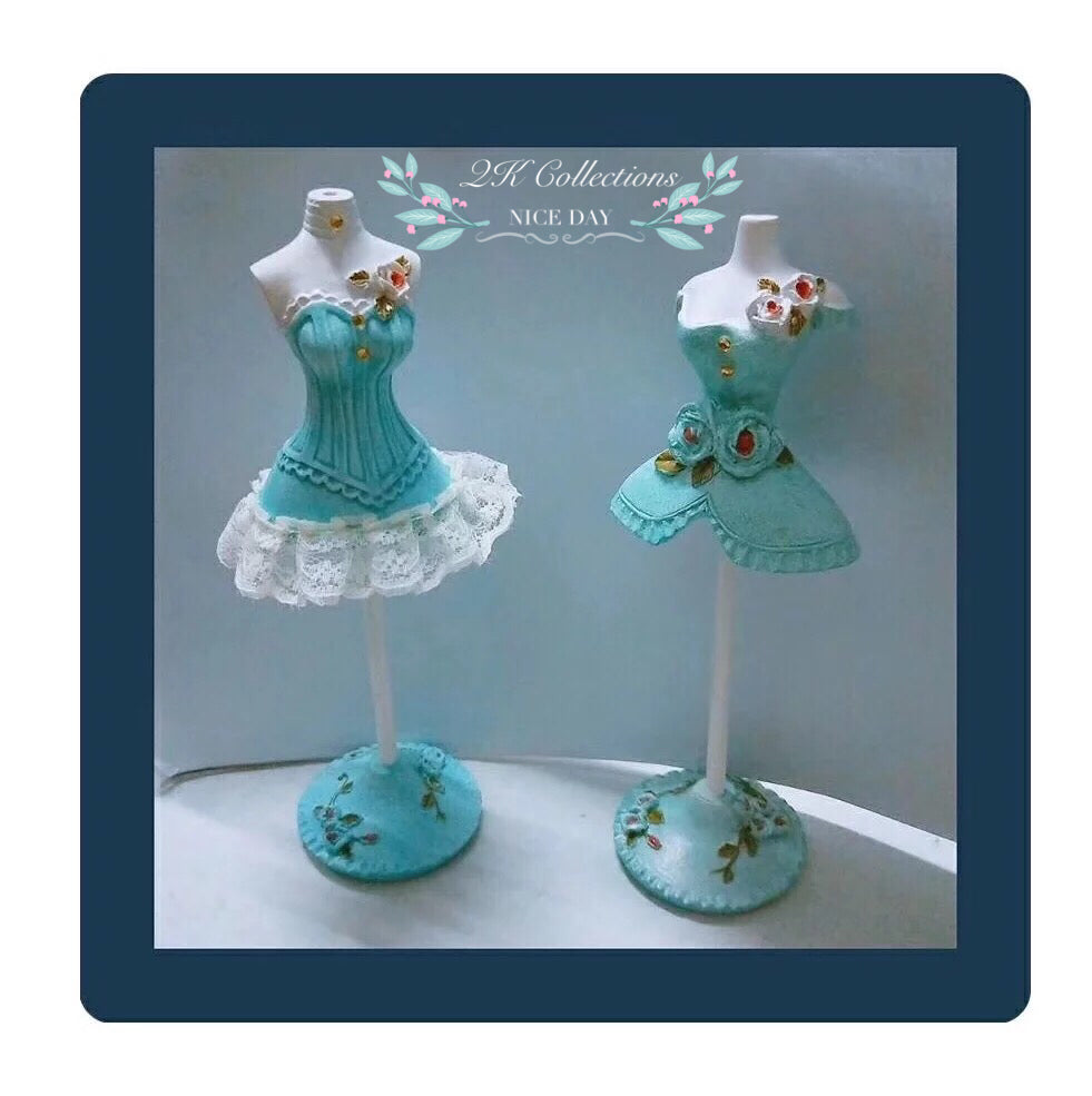Princess Dress Jewellery Display Holder Mannequin Hanger Necklace Bracelet Ring Earrings Ornamental Stand Home Shop Party Decor-Princess Blu