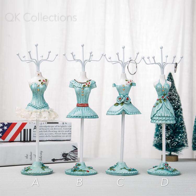 Princess Dress Jewellery Display Holder Mannequin Hanger Necklace Bracelet Ring Earrings Ornamental Stand Home Shop Party Decor-Princess Blu
