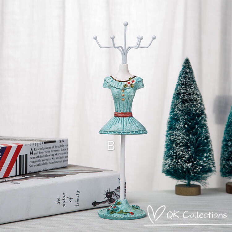 Princess Dress Jewellery Display Holder Mannequin Hanger Necklace Bracelet Ring Earrings Ornamental Stand Home Shop Party Decor-Princess Blu