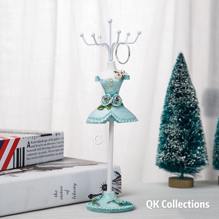 Princess Dress Jewellery Display Holder Mannequin Hanger Necklace Bracelet Ring Earrings Ornamental Stand Home Shop Party Decor-Princess Blu