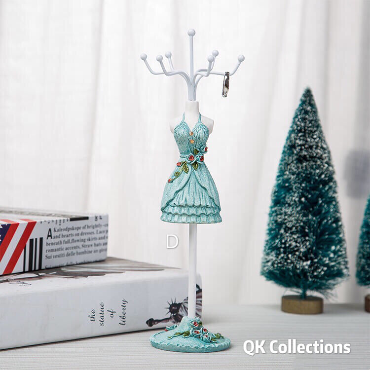 Princess Dress Jewellery Display Holder Mannequin Hanger Necklace Bracelet Ring Earrings Ornamental Stand Home Shop Party Decor-Princess Blu