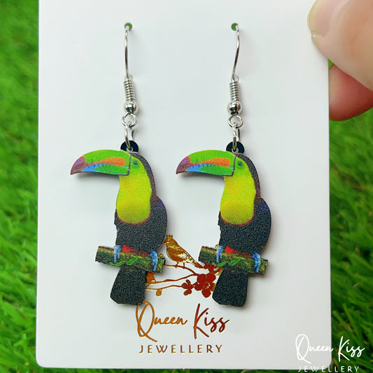 Super Light Acrylic Cute Bird Toucan Toco The Amazon Forest Style Earrings - Paradise!!
