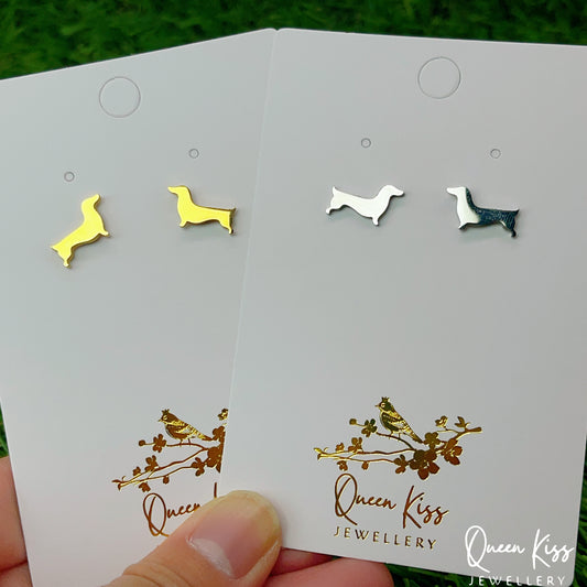 Sterling Silver 925 Stud Earrings Cute Sausage Dog Gold and Silver Stud Earrings Modern Studs Minimal Stud Earrings Gift for her