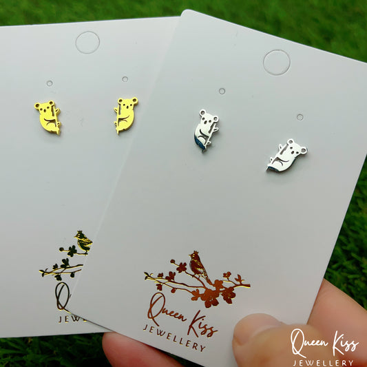 Sterling Silver 925 Stud Earrings Cute Koala Gold and Silver Stud Earrings Modern Studs Minimal Stud Earrings Gift for her