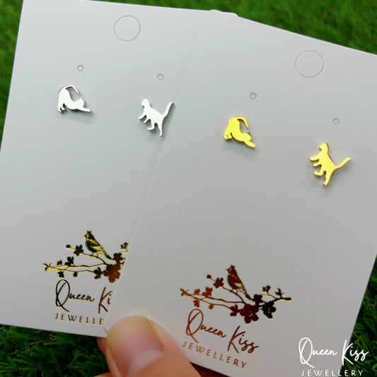 Sterling Silver 925 Stud Earrings Cute Kitty Cat Gold and Silver Stud Earrings Modern Studs Minimal Stud Earrings Gift for her