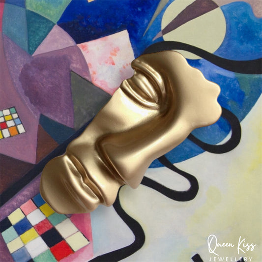 Gorgeous Brooches Gold Face Artist Gift for Her, Mother, Kid, Sister, Good Friends