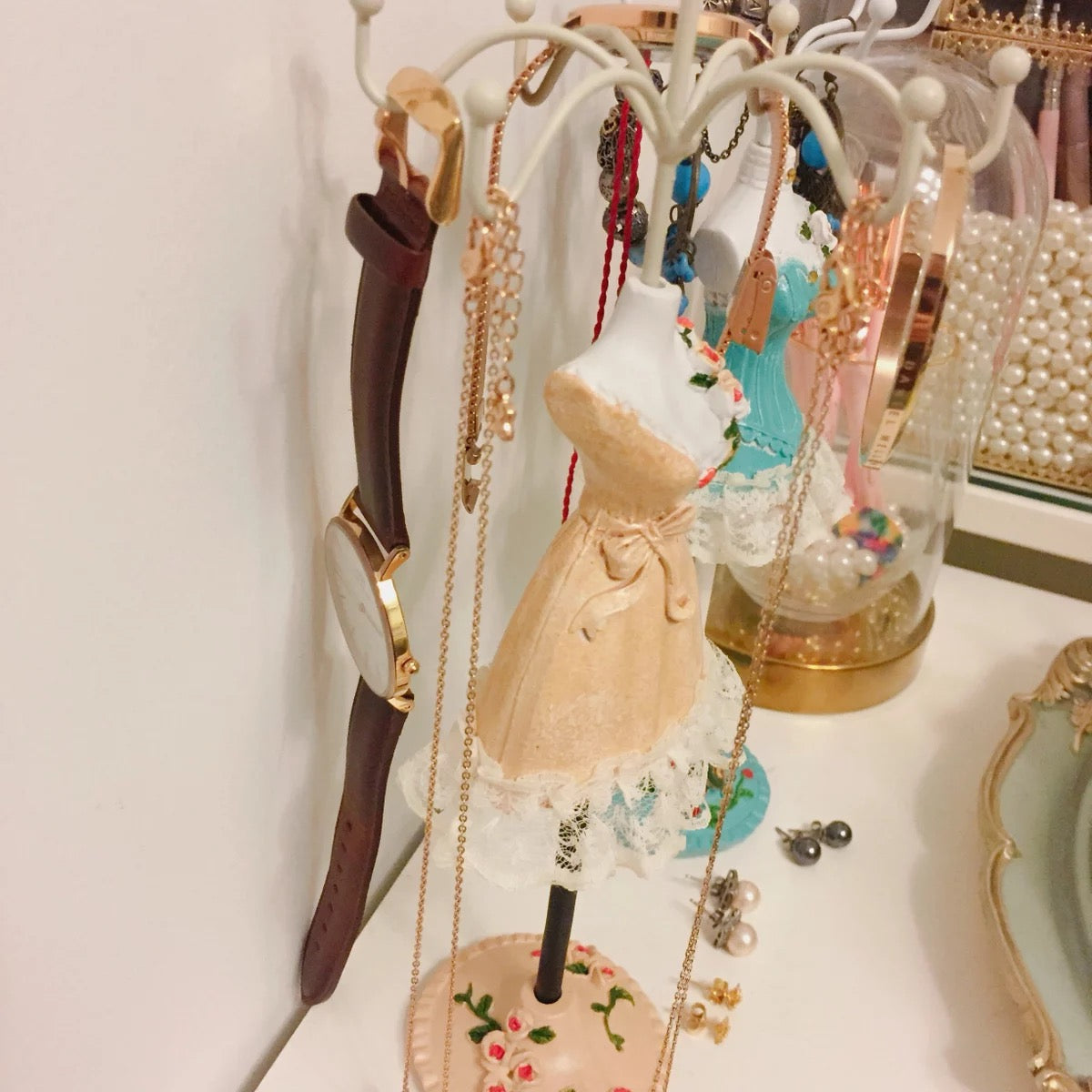 Princess Dress Jewellery Display Holder Mannequin Hanger Necklace Bracelet Ring Earrings Ornamental Stand Home Shop Party Decor-Princess W.