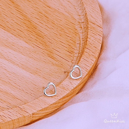 Sterling Silver 925 Stud Earrings Cute Heart Stud Earrings Modern Studs Minimal Stud Earrings Gift for her