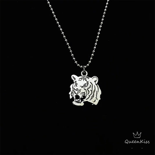Funky Punk Stainless Steel Cool Cute Adorable Roaring Tiger Silver Necklace -- King of the world!!