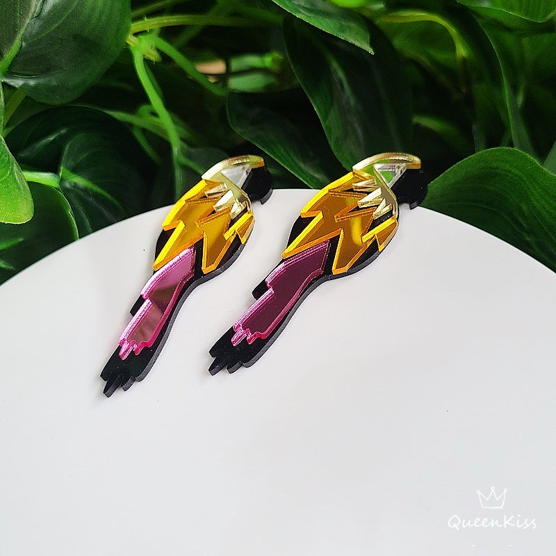 Cute Parrot Yellow Orange Purple Forest Style Earrings - Forest Baby!!