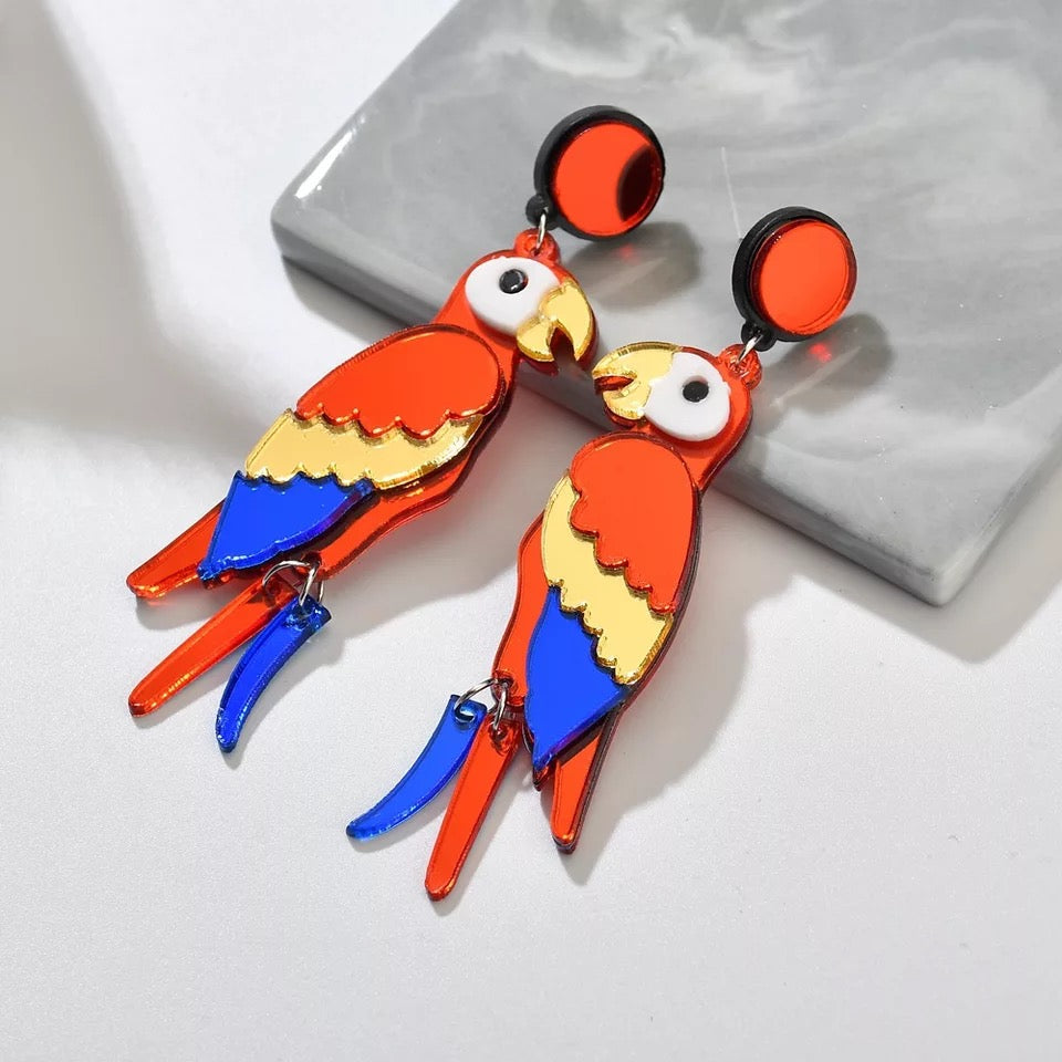 Cute Parrot Red Forest Style Earrings - Sweet Thing!!
