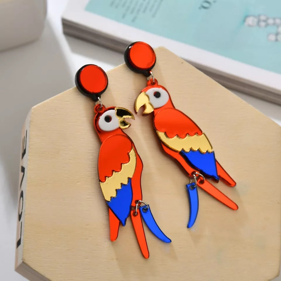 Cute Parrot Red Forest Style Earrings - Sweet Thing!!