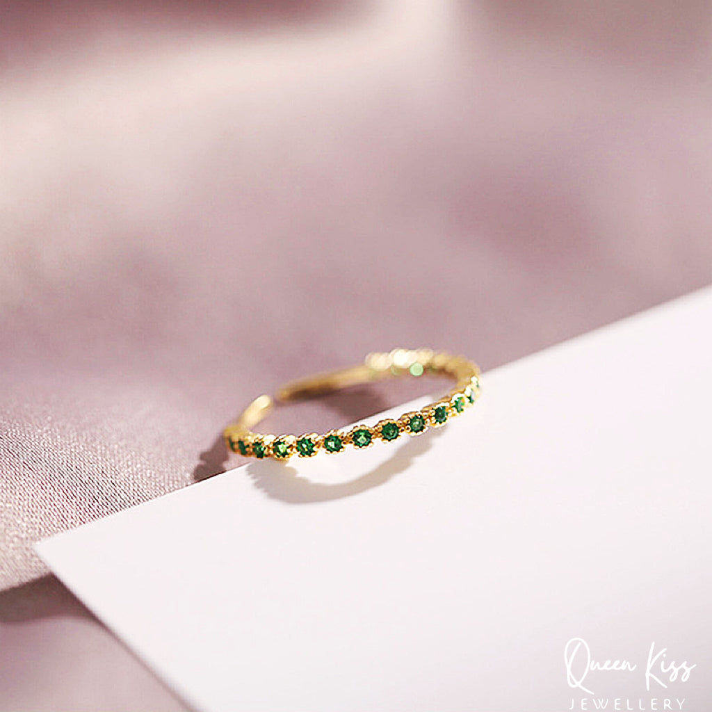 Gorgeous Dazzle Cubic Zircon Sophi Emerald Ring Adjustable Gold Ring