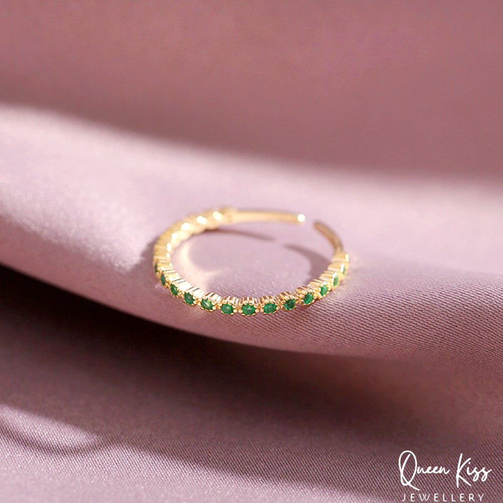 Gorgeous Dazzle Cubic Zircon Sophi Emerald Ring Adjustable Gold Ring