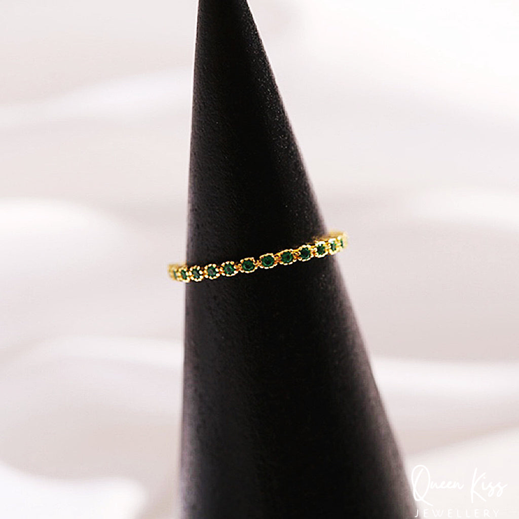 Gorgeous Dazzle Cubic Zircon Sophi Emerald Ring Adjustable Gold Ring