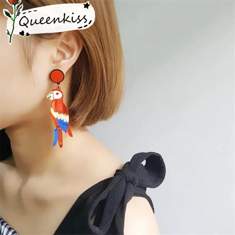 Cute Parrot Red Forest Style Earrings - Sweet Thing!!
