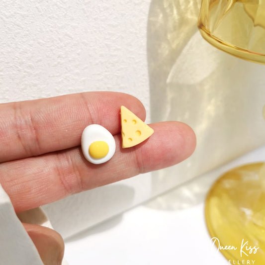 Cute Adorable Fun Egg and Cheese Earrings -- Cheese and Me!!