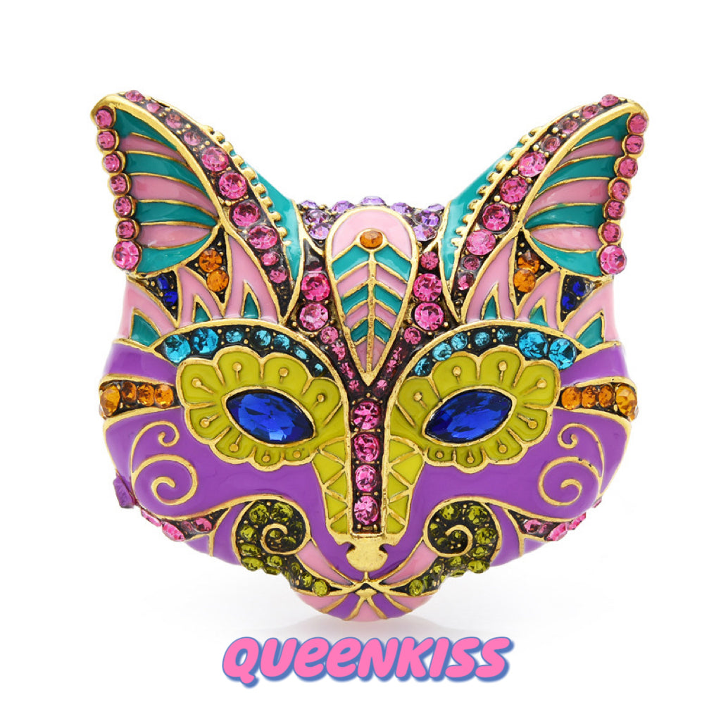 Cute Adorable Good Quality Metal Colorful Kitty Cat with Gem Brooches Artist Gift for Her, Mother, Kid, Sister, Good Friends