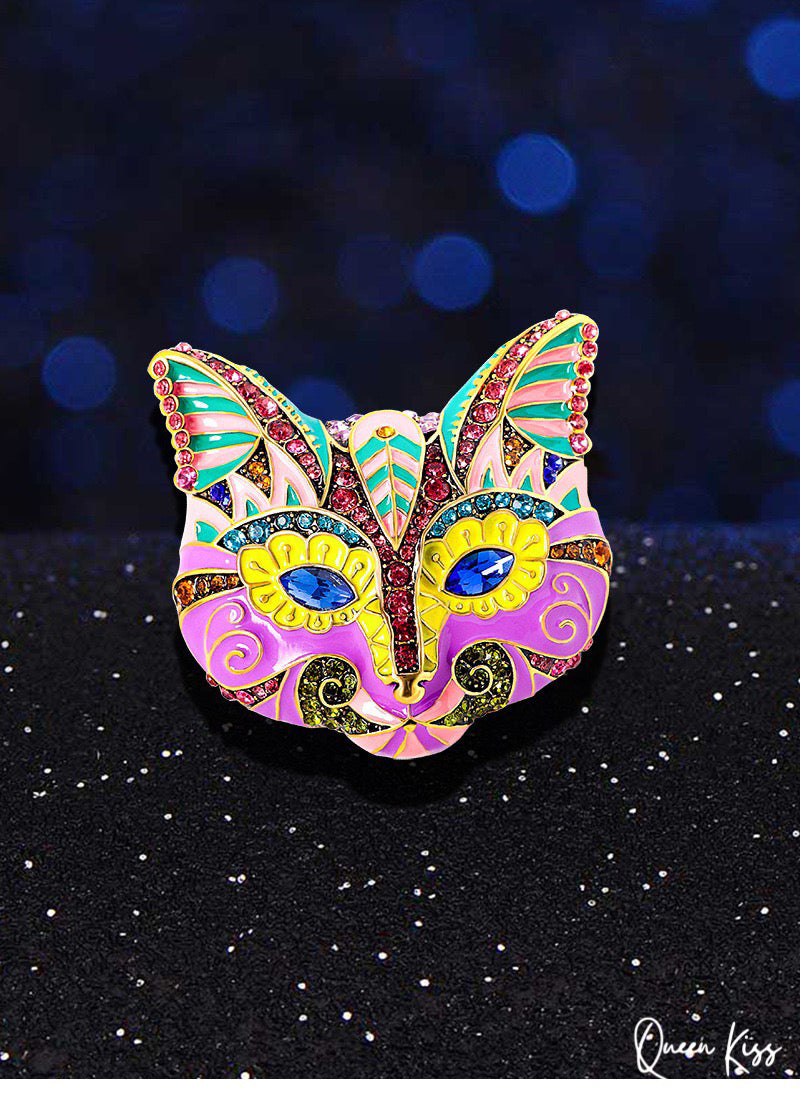 Cute Adorable Good Quality Metal Colorful Kitty Cat with Gem Brooches Artist Gift for Her, Mother, Kid, Sister, Good Friends