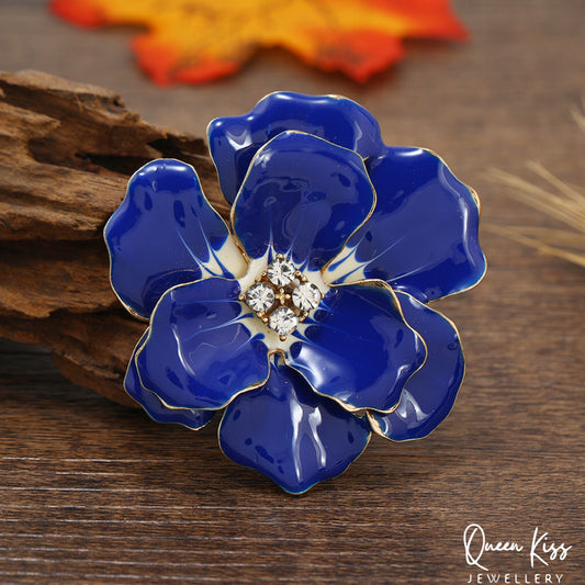 Cute Adorable Good Quality Metal Blue Flower Brooches Artist Gift for Her, Mother, Kid, Sister, Good Friends