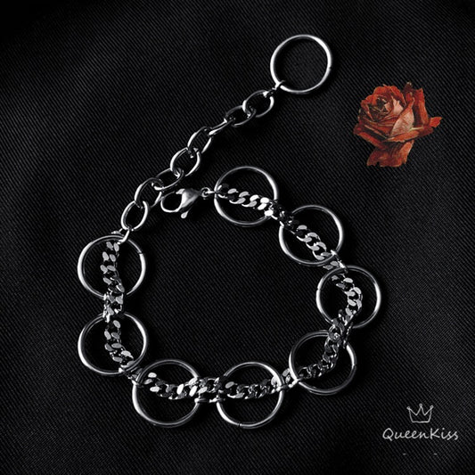 Romantic Joining Circles and Chains Silver Bracelet - Toxic Love Plus!!