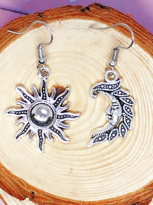 Mr. Sun and Ms. Moon Silver Earrings -- Will you still love me tomorrow?