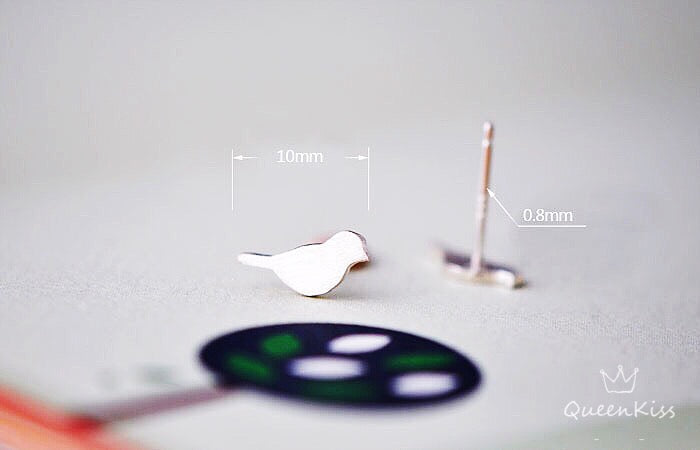 Sterling Silver 925 Stud Earrings Cute Bird Stud Earrings Modern Studs Minimal Stud Earrings Gift for her