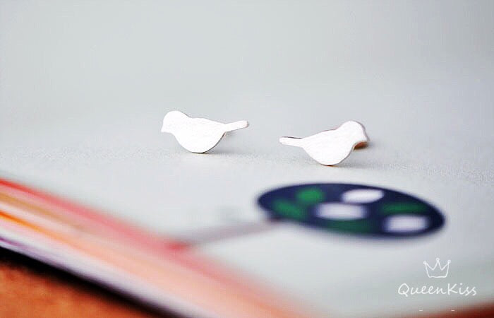 Sterling Silver 925 Stud Earrings Cute Bird Stud Earrings Modern Studs Minimal Stud Earrings Gift for her