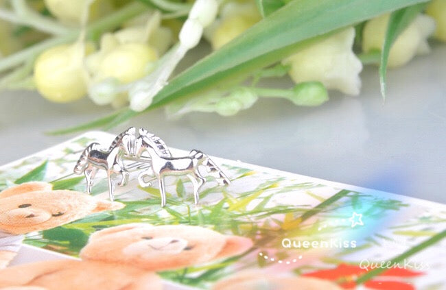Sterling Silver 925 Stud Earrings Cute Horse Stud Earrings Modern Studs Minimal Stud Earrings Gift for her